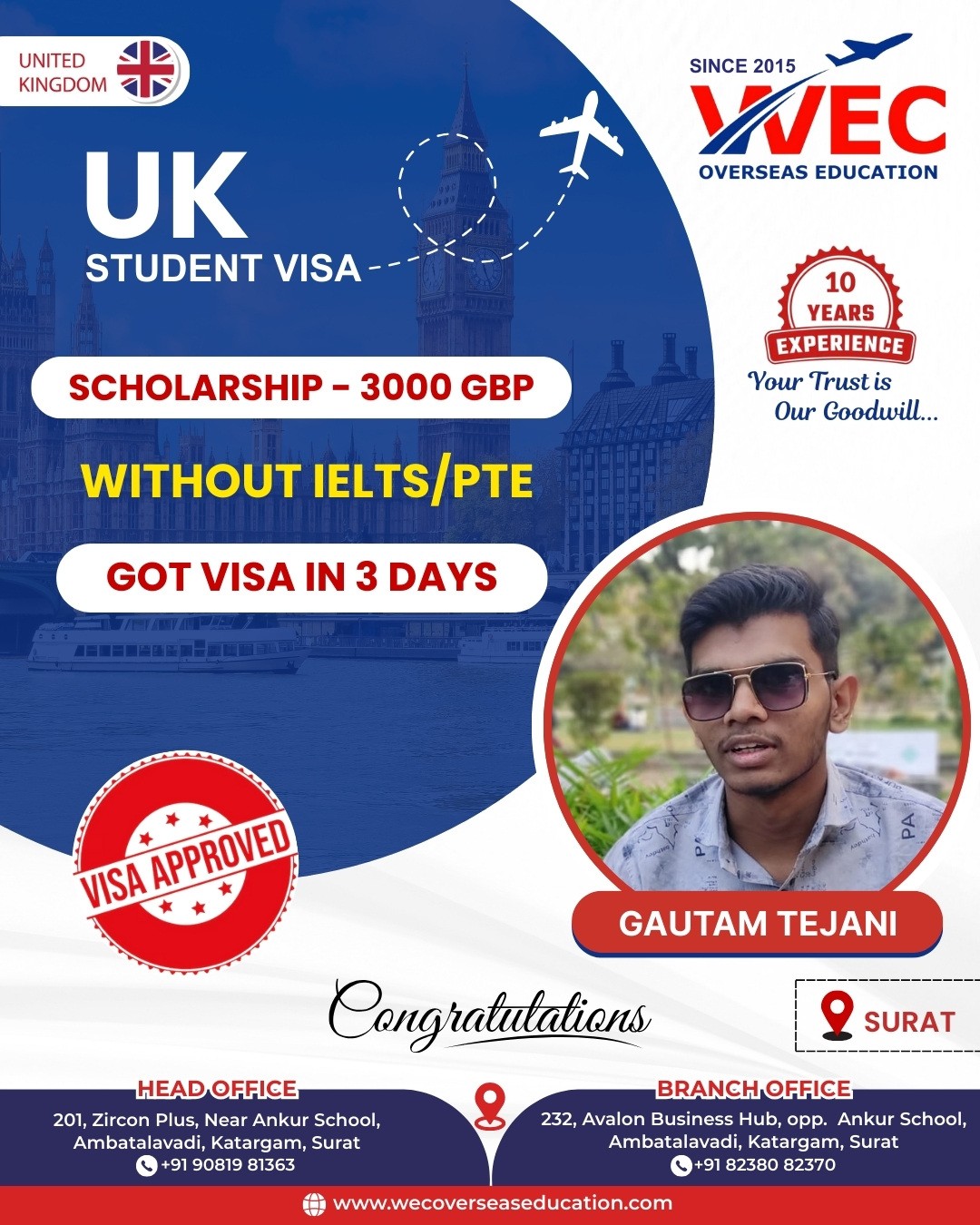 UK Student Visa - Without IELTS/PTE